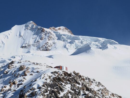 Huayna Potosí and the ice route of the climb in Bolivia